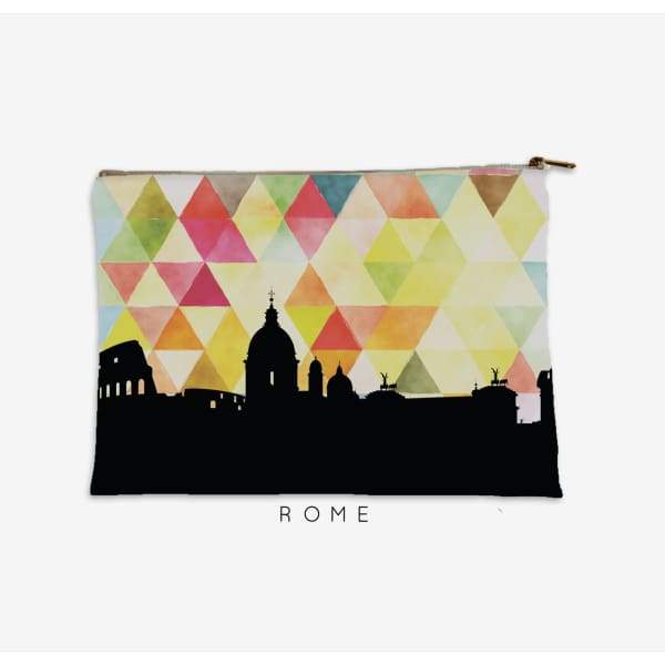 Rome Italy geometric skyline - Pouch | Small / Yellow - Geometric Skyline