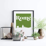 Rome Italy retro inspired city skyline - 5x7 Unframed Print / ForestGreen - Retro Skyline