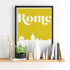 Rome Italy retro inspired city skyline - 5x7 Unframed Print / Khaki - Retro Skyline