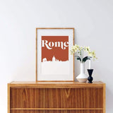 Rome Italy retro inspired city skyline - 5x7 Unframed Print / Sienna - Retro Skyline