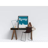 Rome Italy retro inspired city skyline - 5x7 Unframed Print / Teal - Retro Skyline