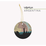 Rosario Argentina city skyline with vintage Rosario map - Ornament - City Map Skyline