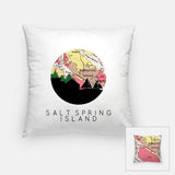 Salt Spring Island British Columbia city skyline with vintage Salt Spring Island map - Pillow | Square - City Map Skyline