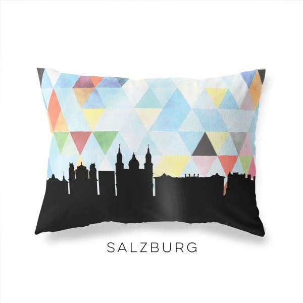 Salzburg Austria geometric skyline - Pillow | Lumbar / LightSkyBlue - Geometric Skyline