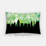San Antonio Texas geometric skyline - Pillow | Lumbar / Green - Geometric Skyline