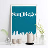 San Diego California retro inspired city skyline - 5x7 Unframed Print / Teal - Retro Skyline