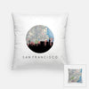 San Francisco California city skyline with vintage San Francisco map - Pillow | Square - City Map Skyline