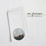 San Francisco California city skyline with vintage San Francisco map - Tea Towel - City Map Skyline