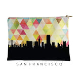 San Francisco California geometric skyline - Pouch | Small / Yellow - Geometric Skyline