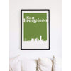 San Francisco California retro inspired city skyline - 5x7 Unframed Print / ForestGreen - Retro Skyline