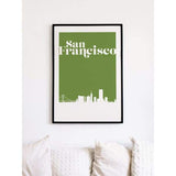 San Francisco California retro inspired city skyline - 5x7 Unframed Print / ForestGreen - Retro Skyline