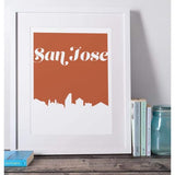 San Jose California retro inspired city skyline - 5x7 Unframed Print / Sienna - Retro Skyline