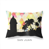 San Juan Puerto Rico geometric skyline - Pillow | Lumbar / Yellow - Geometric Skyline