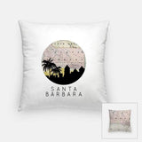 Santa Barbara California city skyline with vintage Santa Barbara map - Pillow | Square - City Map Skyline