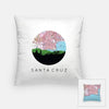 Santa Cruz California city skyline with vintage Santa Cruz map - Pillow | Square - City Map Skyline