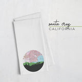 Santa Cruz California city skyline with vintage Santa Cruz map - Tea Towel - City Map Skyline