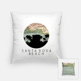 Santa Rosa Florida city skyline with vintage Santa Rosa map - Pillow | Square - City Map Skyline