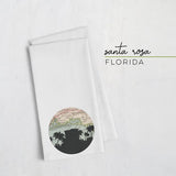 Santa Rosa Florida city skyline with vintage Santa Rosa map - Tea Towel - City Map Skyline