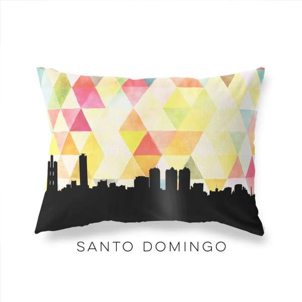 Santo Domingo Dominican Republic geometric skyline - Pillow | Lumbar / Yellow - Geometric Skyline