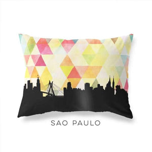 Sao Paolo Brazil geometric skyline - Pillow | Lumbar / Yellow - Geometric Skyline