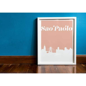 Sao Paolo Brazil retro inspired city skyline - 5x7 Unframed Print / MistyRose - Retro Skyline