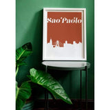 Sao Paolo Brazil retro inspired city skyline - 5x7 Unframed Print / Sienna - Retro Skyline