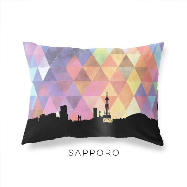 Sapporo Japan geometric skyline - Pillow | Lumbar / RebeccaPurple - Geometric Skyline