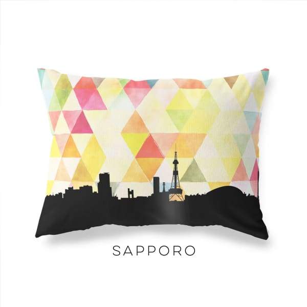 Sapporo Japan geometric skyline - Pillow | Lumbar / Yellow - Geometric Skyline