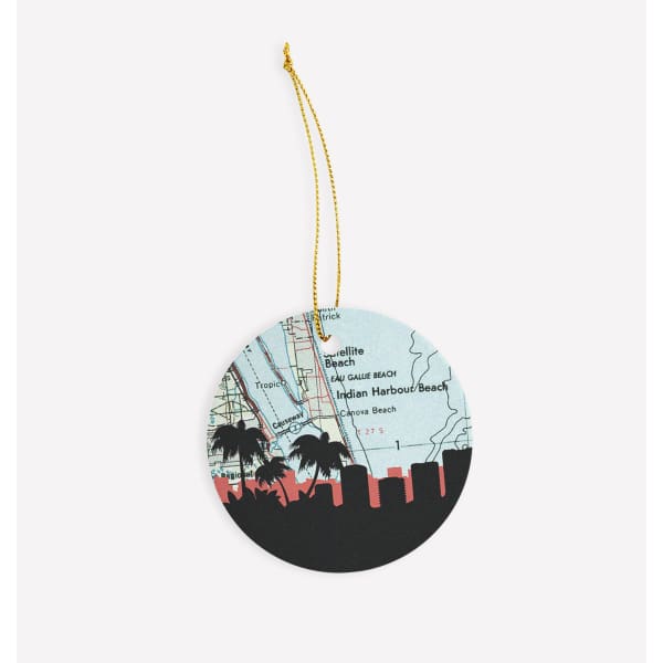 Satellite Beach Florida city skyline - Satellite Beach Florida City Skyline With Vintage Map Ornament 11x14 Framed Print Unframed 16x20 18x24 Paperfinch Design 442 2000x 