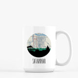 Savannah Georgia city skyline with vintage Savannah map - Mug | 15 oz - City Map Skyline