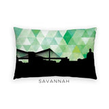 Savannah Georgia geometric skyline - Pillow | Lumbar / Green - Geometric Skyline