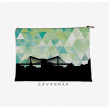 Savannah Georgia geometric skyline - Pouch | Small / Green - Geometric Skyline