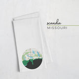 Scandia Missouri city skyline with vintage Scandia map - Tea Towel - City Map Skyline