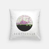 Scottsville Kentucky city skyline with vintage Scottsville map - Pillow | Square - City Map Skyline