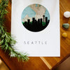 Seattle Washington city skyline with vintage Seattle map - City Map Skyline