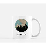Seattle Washington city skyline with vintage Seattle map - Mug | 11 oz - City Map Skyline