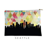 Seattle Washington geometric skyline - Pouch | Small / Yellow - Geometric Skyline