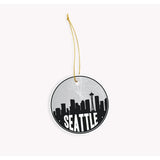 Seattle Washington skyline and city map design | in multiple colors - Ornament / Black - City Map Skyline