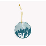 Seattle Washington skyline and city map design | in multiple colors - Ornament / Teal - City Map Skyline