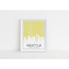 Seattle Washington skyline and map with coordinates - 5x7 Unframed Print / Khaki - Road Map and Skyline