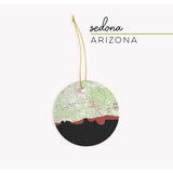 Sedona Arizona city skyline with vintage Sedona map - City Map Skyline