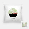 Sedona Arizona city skyline with vintage Sedona map - Pillow | Square - City Map Skyline