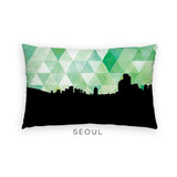 Seoul South Korea geometric skyline - Pillow | Lumbar / Green - Geometric Skyline