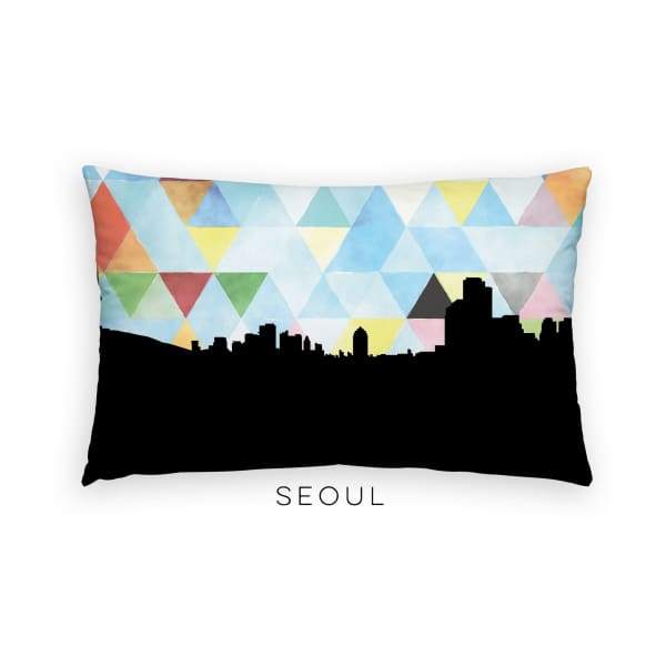 Seoul South Korea geometric skyline - Pillow | Lumbar / LightSkyBlue - Geometric Skyline