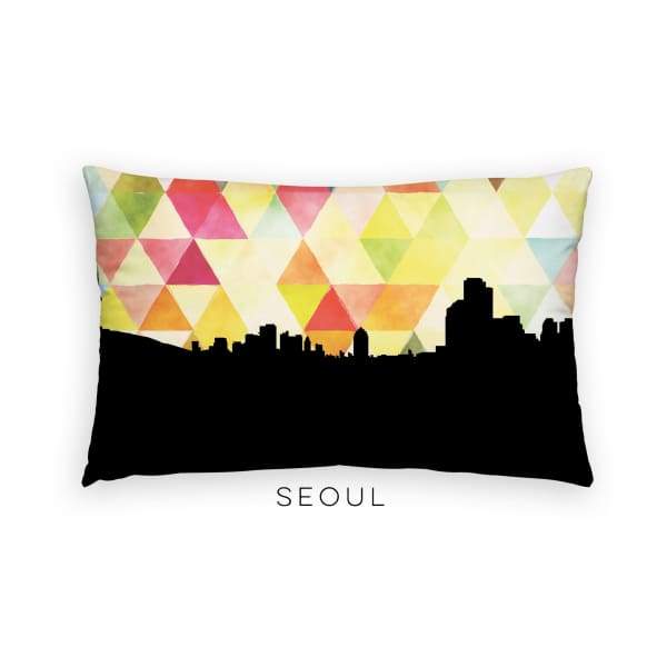 Seoul South Korea geometric skyline - Pillow | Lumbar / Yellow - Geometric Skyline