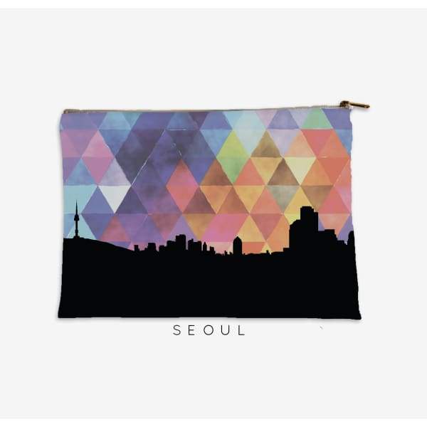 Seoul South Korea geometric skyline - Pouch | Small / RebeccaPurple - Geometric Skyline