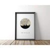 Sevilla city skyline with vintage Sevilla map - City Map Skyline