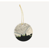 Sevilla city skyline with vintage Sevilla map - Ornament - City Map Skyline