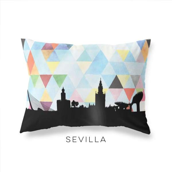 Sevilla Spain geometric skyline - Pillow | Lumbar / LightSkyBlue - Geometric Skyline