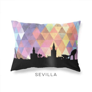 Sevilla Spain geometric skyline - Pillow | Lumbar / RebeccaPurple - Geometric Skyline
